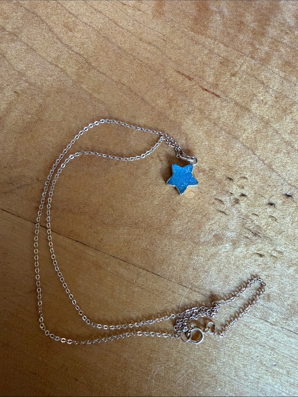 Star necklace from blue sparkly stone!